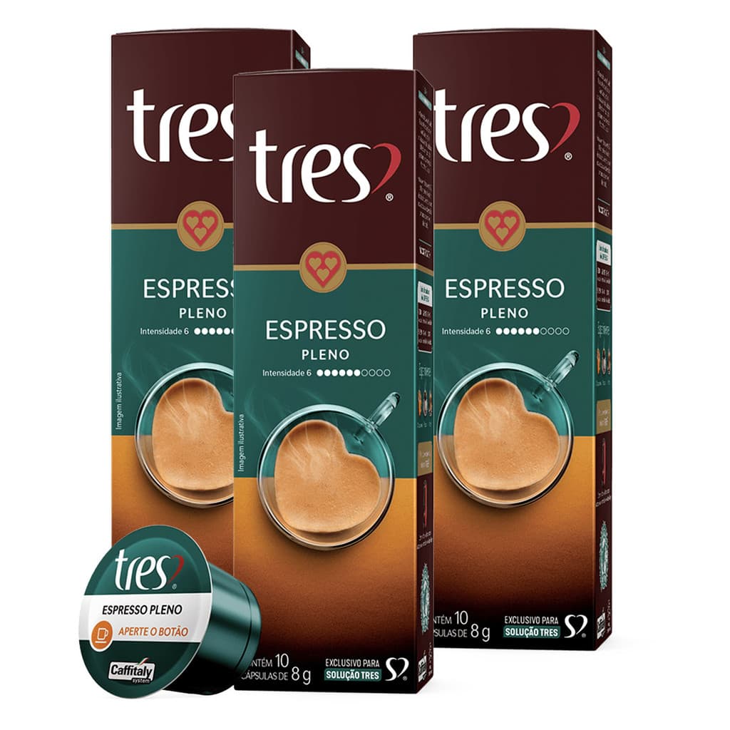Kit 30 C谩psulas Tres 3 Cora莽玫es Pleno