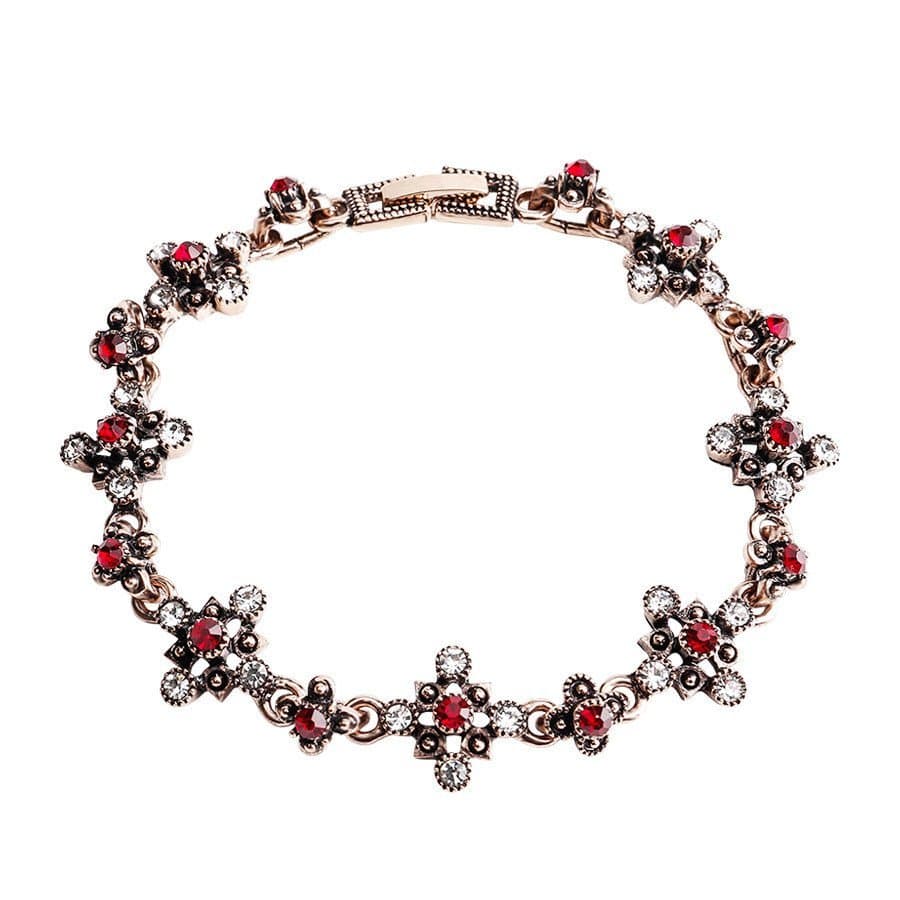 Nova pulseira feminina retro europeia e americana, simples, banhada a ouro com rubi e adornada com diamantes, preço de v