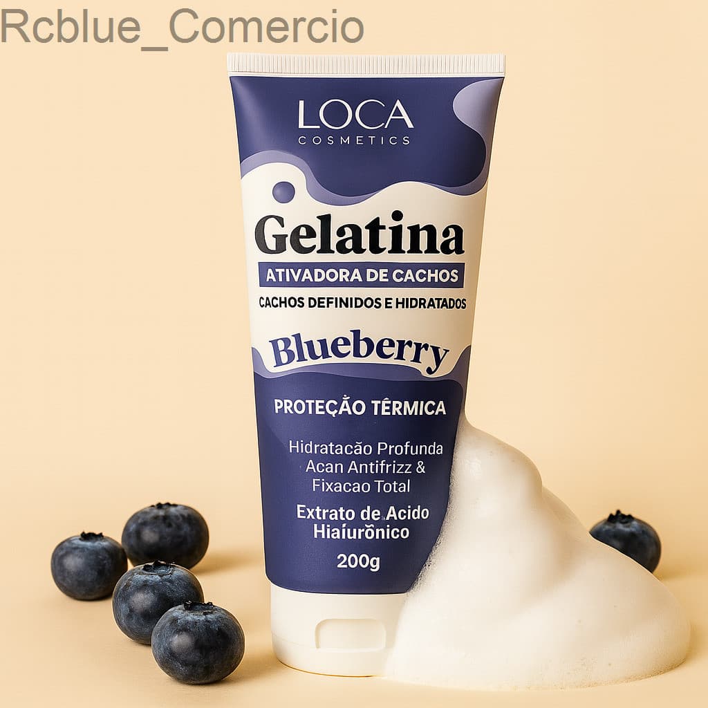 Gelatina Ativadora de Cachos Blueberry 200g – Proteção Térmica e Hidratação | Loca Cosmetics