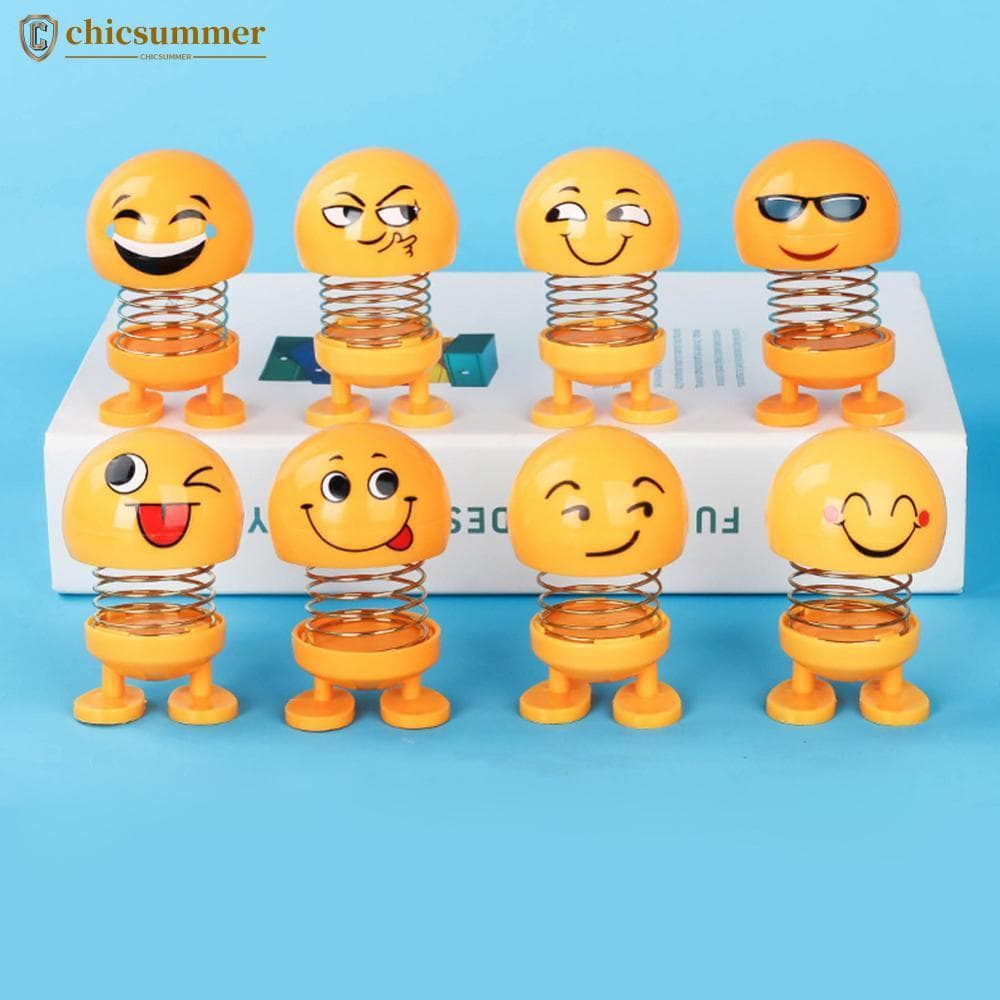 CHICSUMMER Balançando Cabeça Brinquedos Ornamentos Bonecas Bonito Dos Desenhos Animados Engraçado Emoji Oscilação Robô A