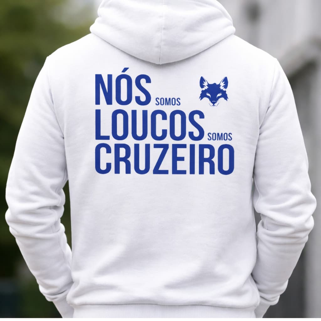 Moletom Cruzeiro Masculino Com Capuz Blusa de Frio Cabuloso Raposa Torcedor Oficial Bolso Canguru Inverno Casual