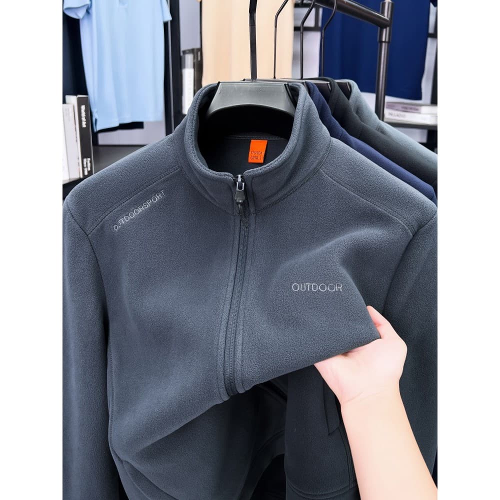 Jaqueta de lã masculina de meia-idade idosos outono inverno moletom dupla face jaqueta cardigã de lã pai