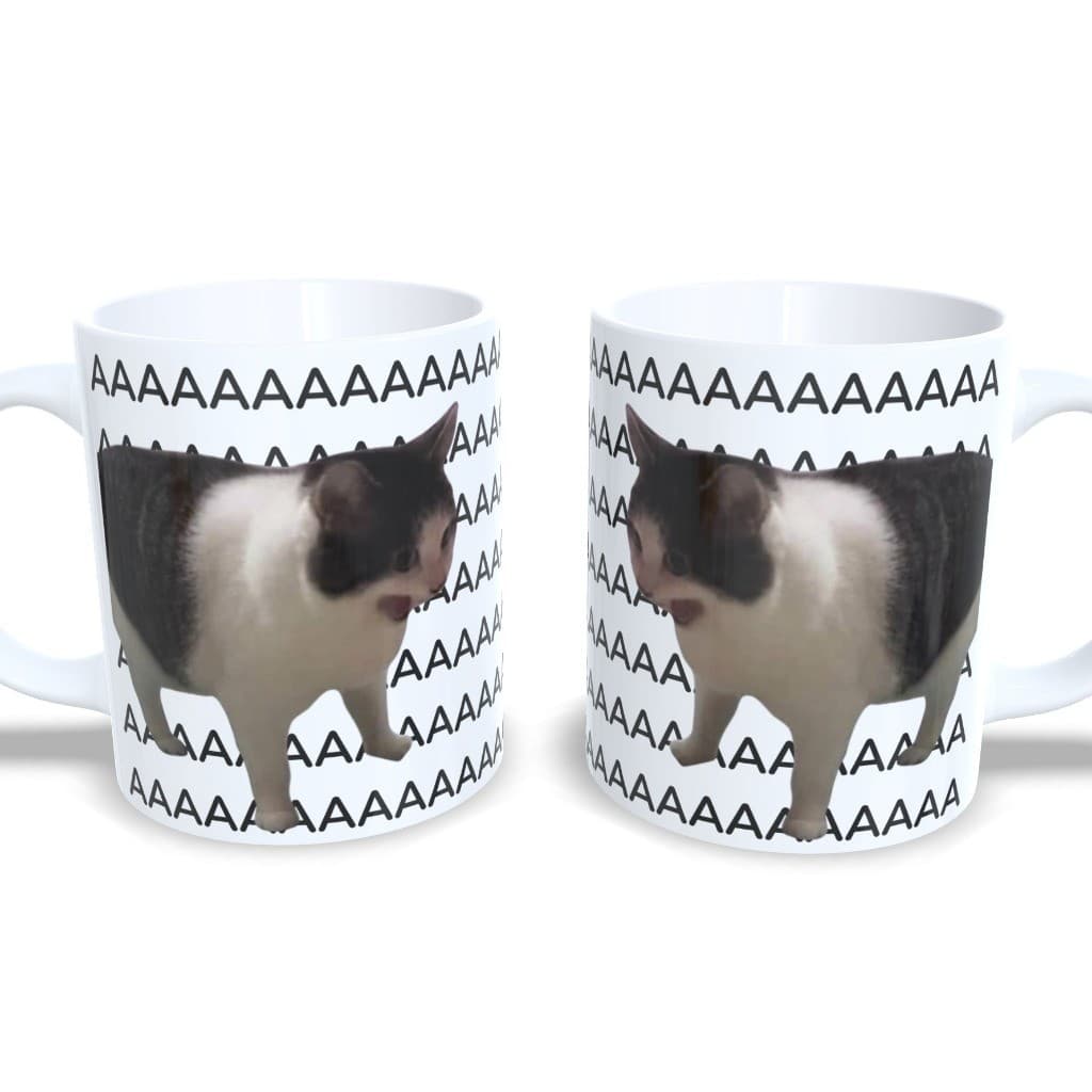 Caneca Meme Gato AAAAA Personalizada Porcelana 325ml Presente Engraçado meme