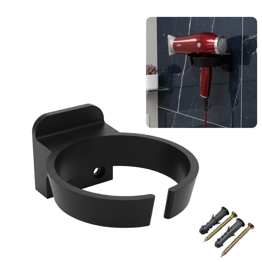 Suporte Secador Cabelo Parede Banheiro Organizador Universal Fixação Parafuso