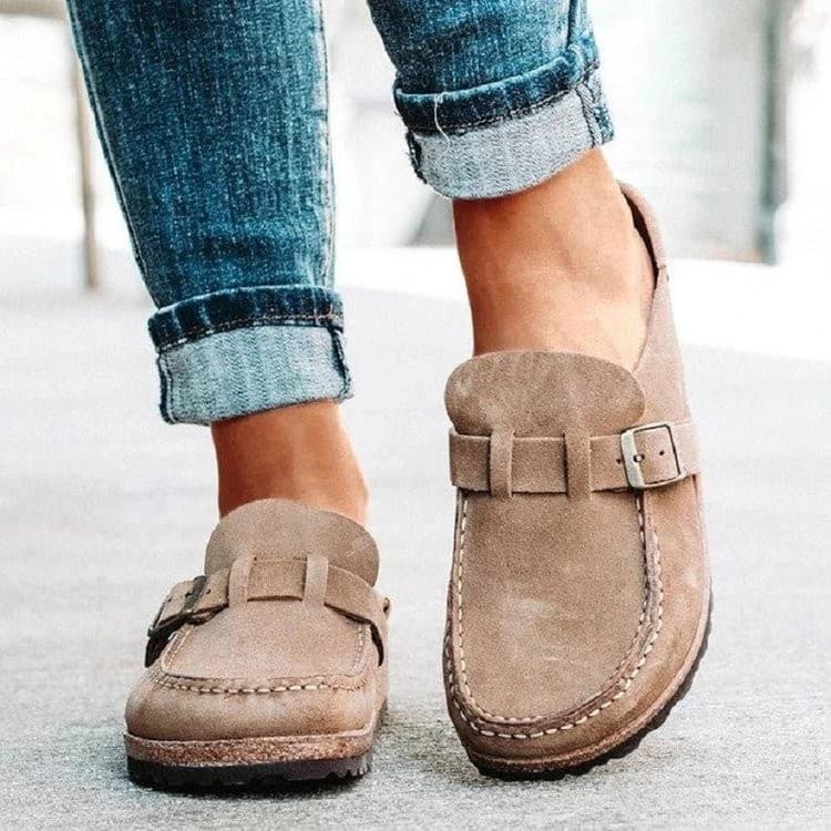 Primavera verão dedo do pé redondo salto baixo Casual senhoras meia chinelos sandálias de tamanho grande sapatos feminin