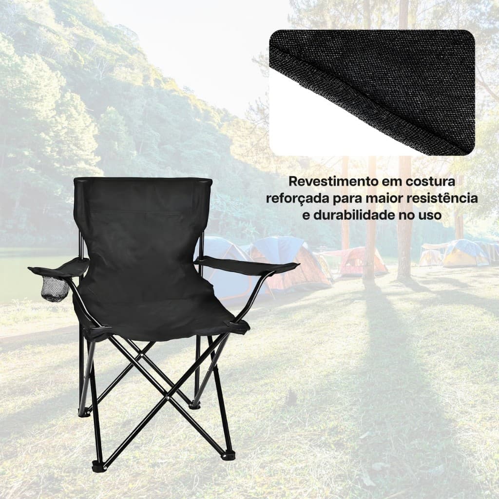 Cadeira Dobrável Portátil Praia Camping Pesca Até 120kg C/ Porta Copos " Envio imediato "