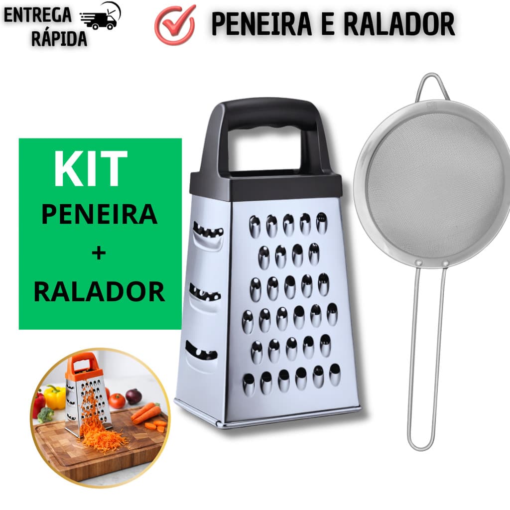 Ralador e Peneira Coador Aço Inox Cozinha Bares e Restaurantes Casa Buffet Casa