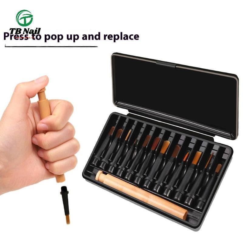 TB-Nail 12 Pçs/Set Descartável Unha Polonês Escova Caneta Pode Substituição Cabeça Pincel De Unhas Aplicadores Líquidos