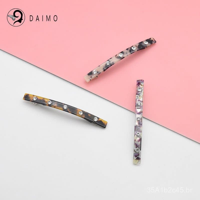 Presilha de cabelo de acetato estilo europeu e americano DAIMO, versátil, simples, com strass, acessório de cabelo elega