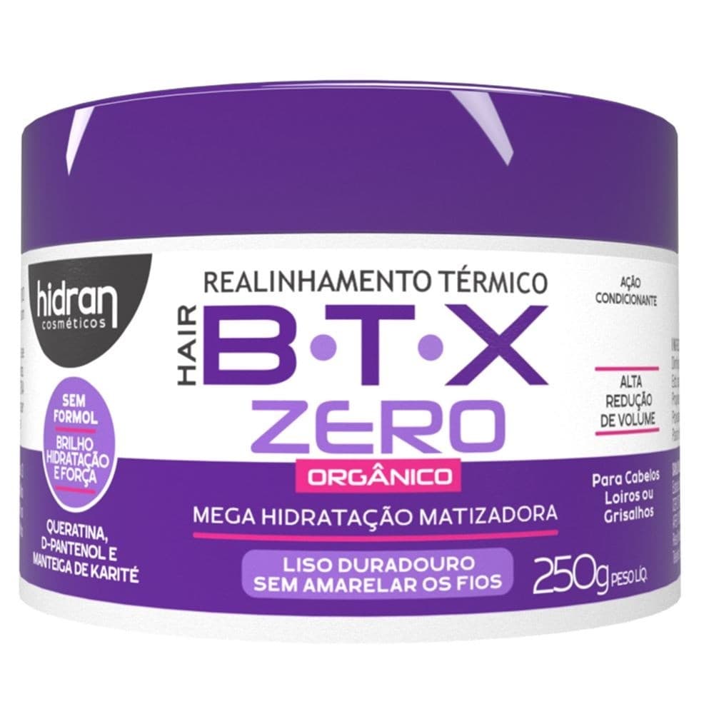 BTX Zero Orgânico Hidran 250g Matizador | Sem Formol | Redução de Volume e Mega Hidratação