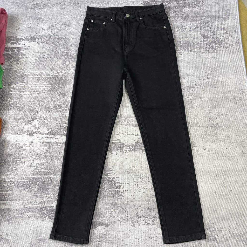 Corte etiqueta Jeans preto feminino outono inverno lã fina pequena cintura alta mais magro olhar elástico All-Match ciga