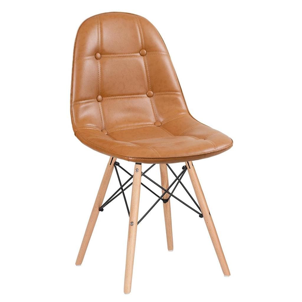 Cadeira Estofada Eames Eiffel Laráz Marrom caramelo