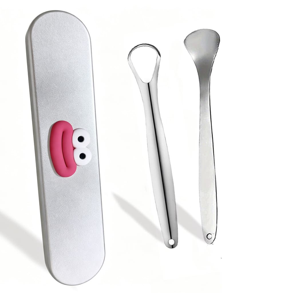 3 Pçs Dos Desenhos Animados Raspador De Língua De Boca Grande Para Adultos Com Caixa De Metal-Limpeza , Limpador