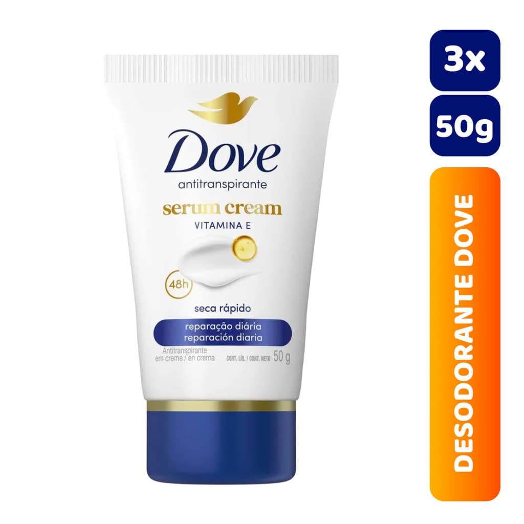 Kit C/3 Unidades Desodorante em Creme Dove 50g Reparação Diária