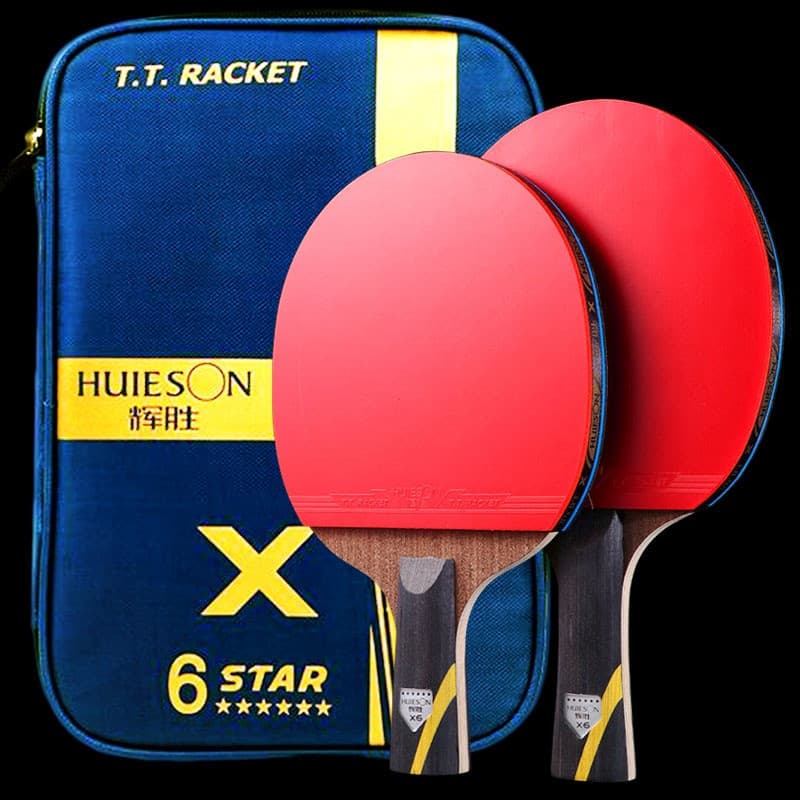 Raquete de Tênis de Mesa de Fibra de Carbono Offensiva Houston 5/6 Estrelas com Bolsa Protetora CR3K