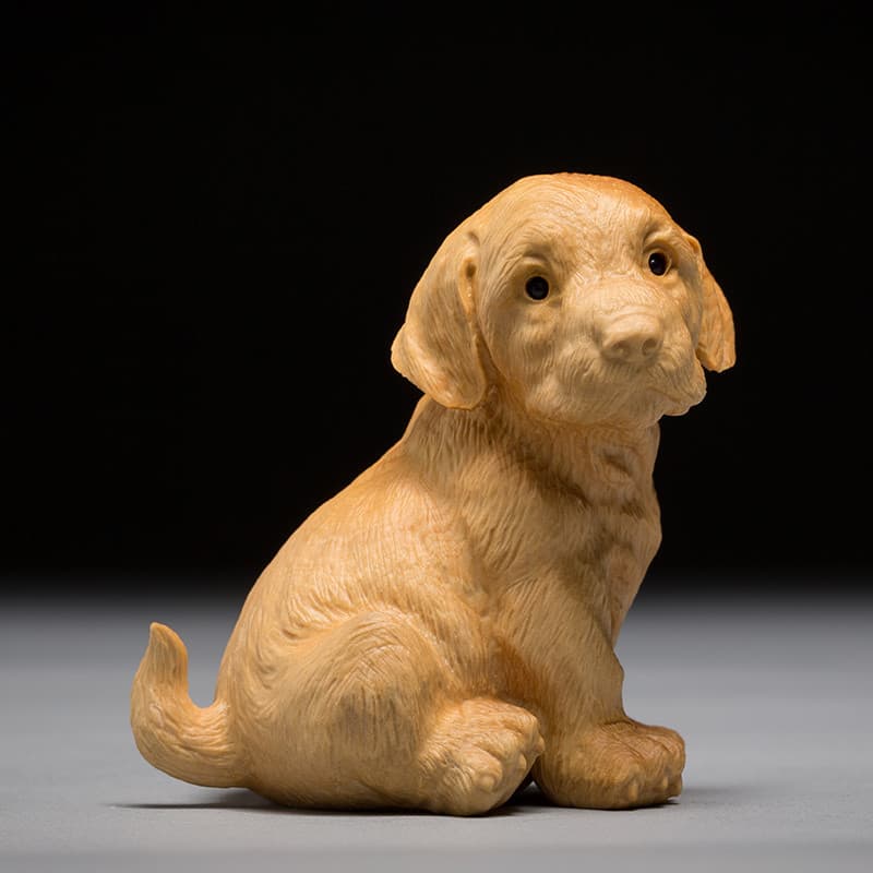 Caixa de madeira escultura em madeira maciça Boutique Animal jogando alça peça escultura artesanato zodíaco cão Wenwan p