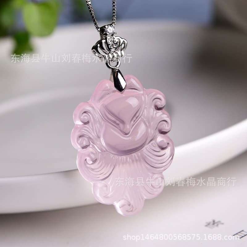 Pingente de raposa de nove caudas de cristal rosa um Item uma imagem pingente de flor de pêssego presente cristal raposa