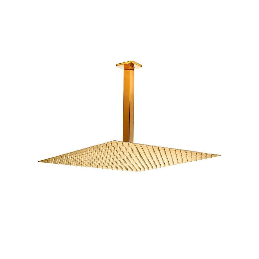 Ducha Chuveiro 40Cm Com Braço 25Cm Aço Inox 304 Mundaú Pingoo - Dourado