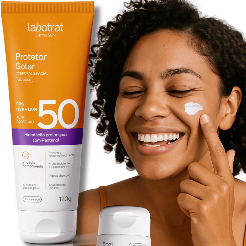 Protetor solar 50 FPS para o corpo proteção e prevenção de manchas na pele