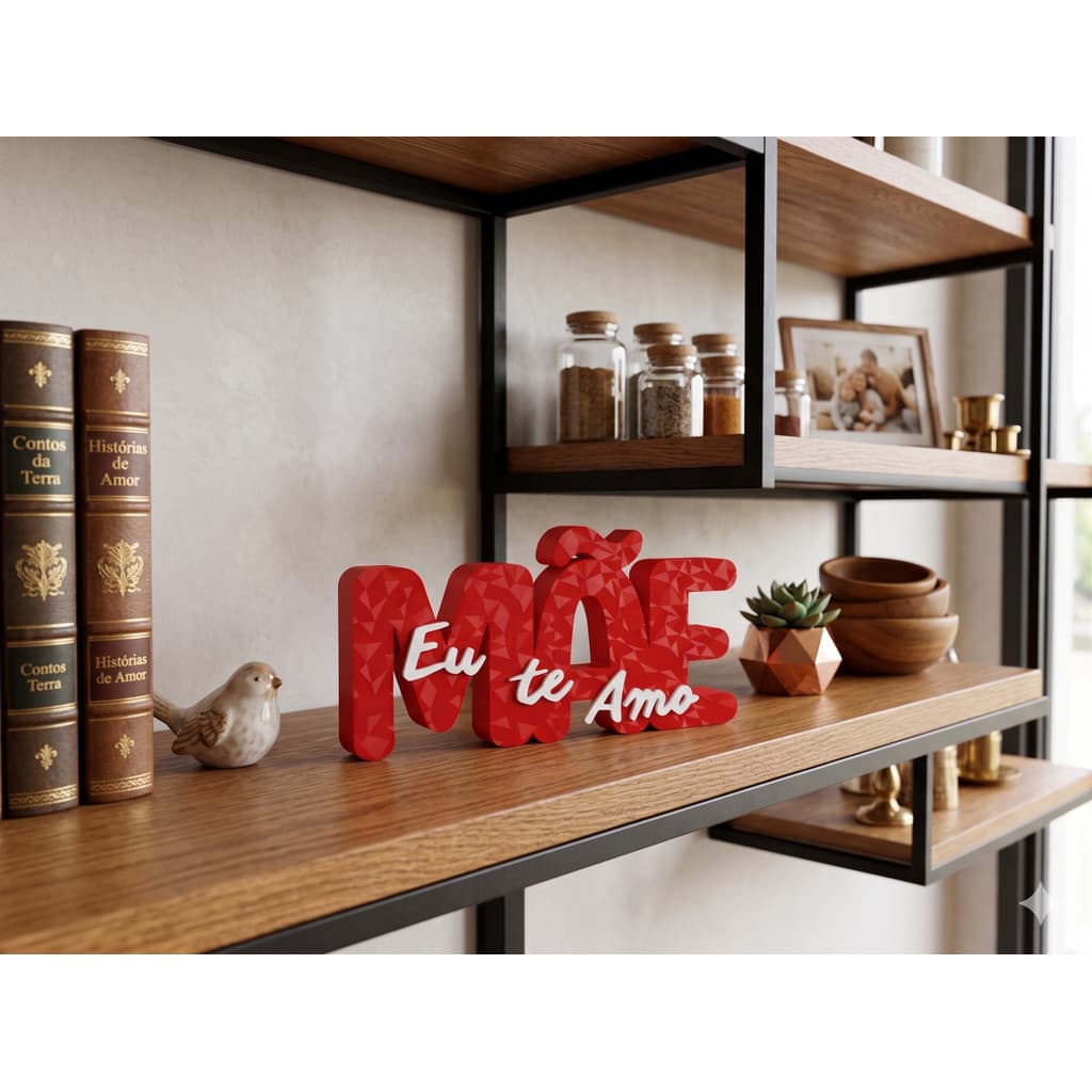 Enfeite Mãe Eu Te Amo Decoração Presente Dia das Mães Letreiro Decorativo