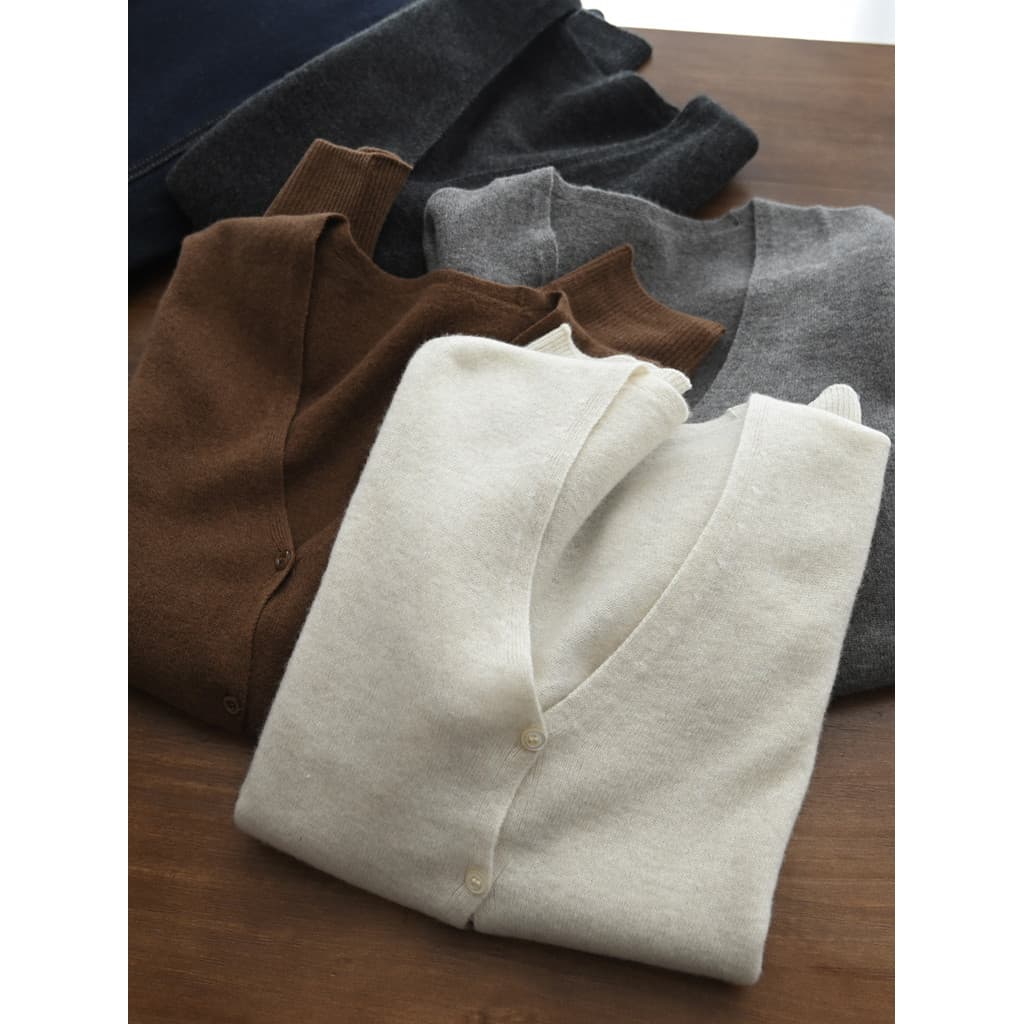 Sem reabastecimento feminino cor sólida com decote em V Cardigan suéter de manga comprida tricotado W