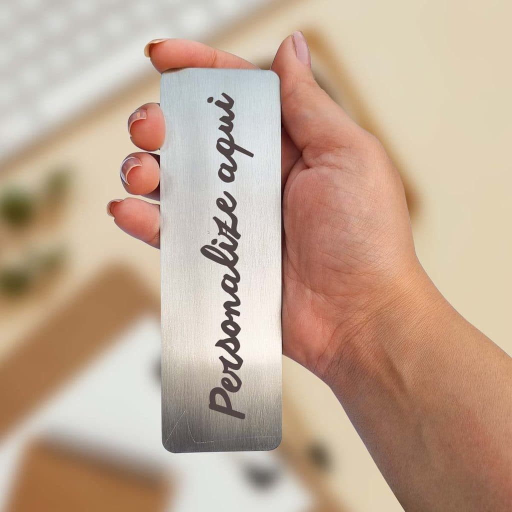 Kit 20 Marca Página Retangular Aço Inox Personalizado Brinde Empresa Papelaria Formatura Lembrança