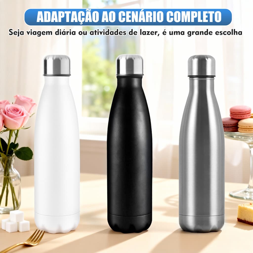 Garrafa Inox a Vácuo Resistente Squeeze Suco Chá Academia 750ml copo