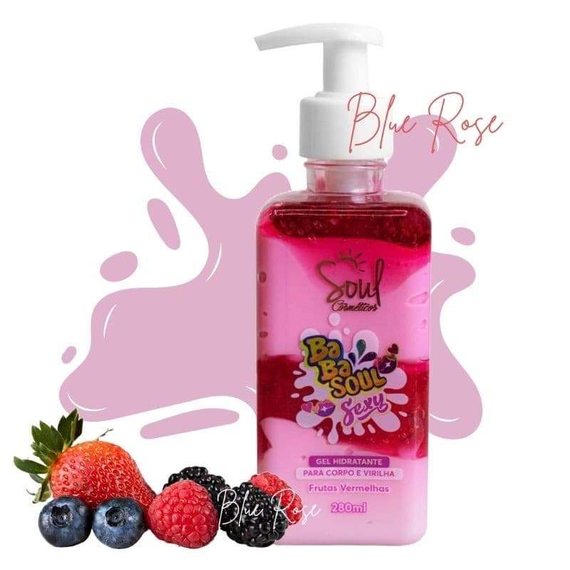 BABASOUL Gel Hidratante Virilha e Corpo Beijável Frutas Vermelhas Rápida Absorção Perfume Delícia 280ML