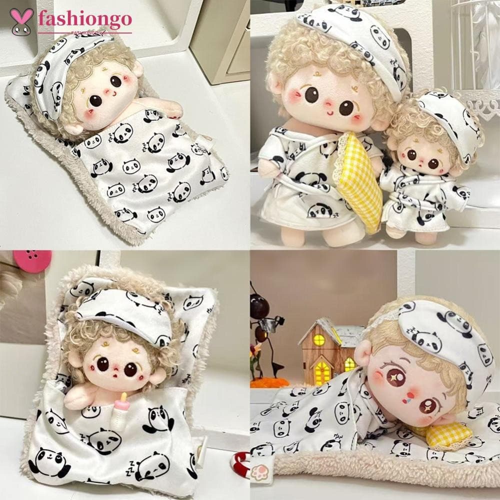 FASHIONGO Para 10cm/20cm Boneca De Algodão Bebê Cothes Panda Saco De Dormir Conjunto De Pijama Bonito Brinquedo Vestir-S