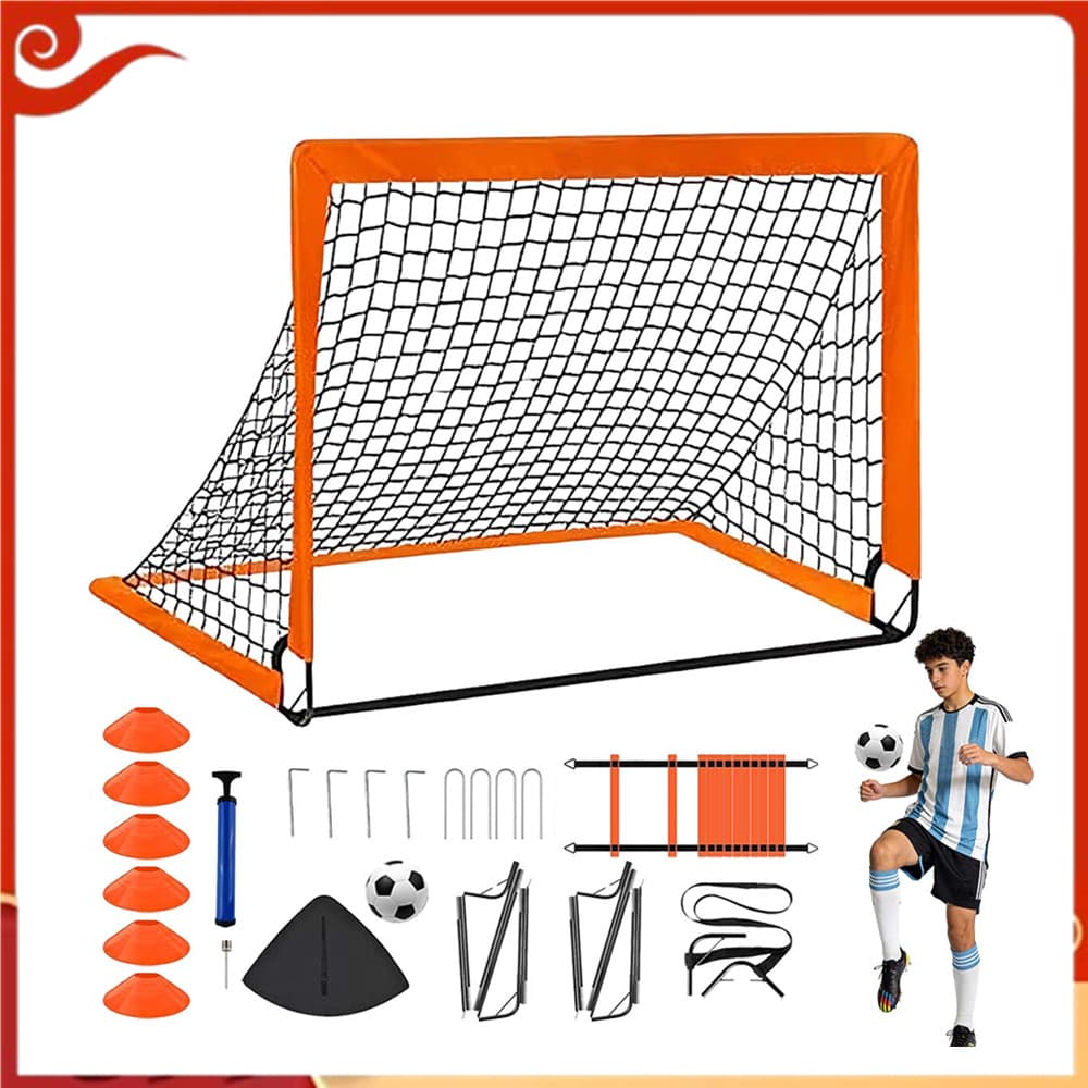 Kit de rede de treinamento de futebol infantil atualizado com escada de agilidade, futebol, disco de logotipo, gol de fu