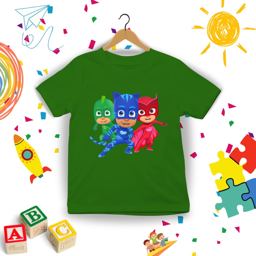 Camiseta Infantil PJ Masks Blusa 100% Algodão Tendência Kids Juvenil Menino Menina Envio Rápido