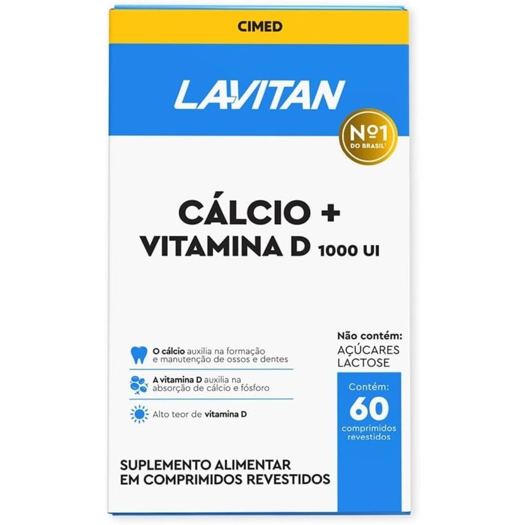 Cálcio + Vitamina D 1.000 UI Lavitan 60 Cápsulas