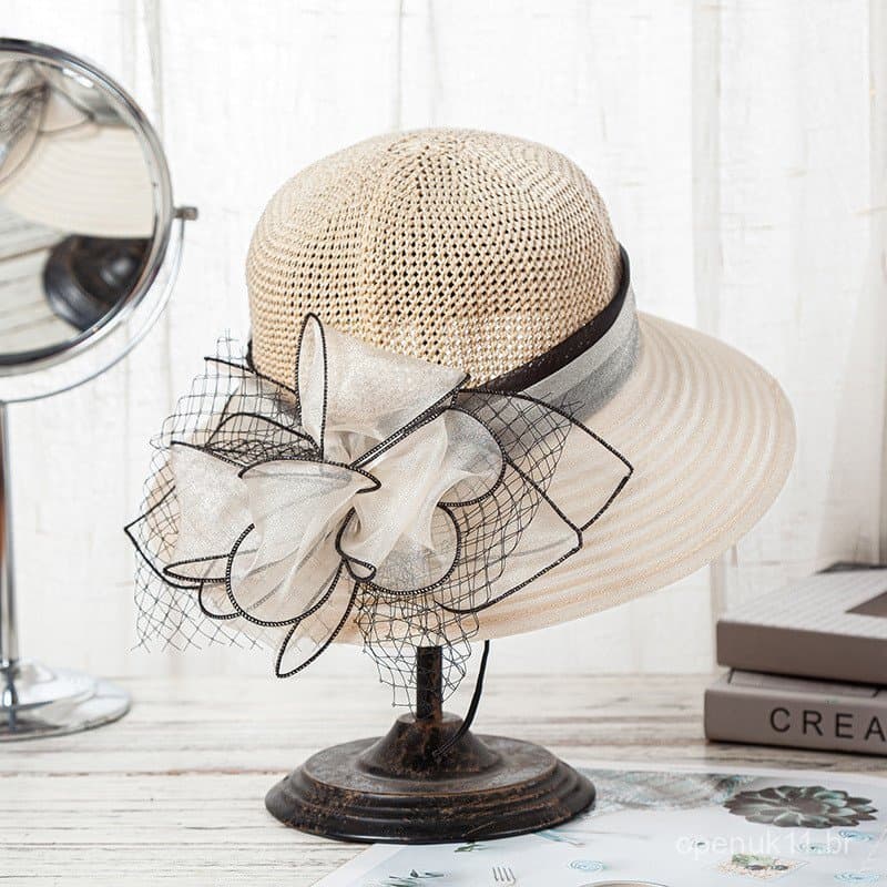 Chapéu de verão feminino de malha com aba larga para proteção solar, chapéu de sol para mães, chapéu de praia, chapéu de