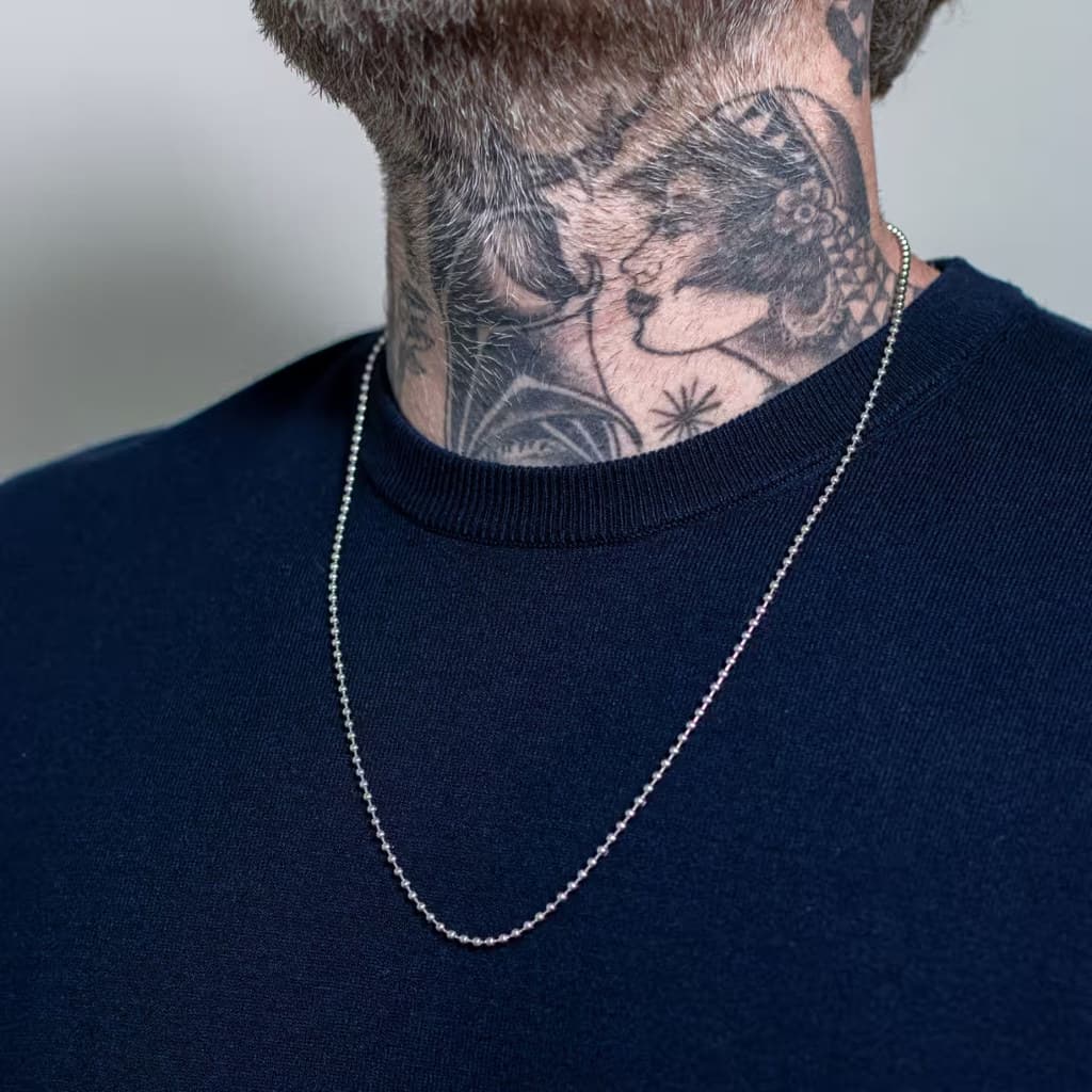 Corrente Masculina Noor Elo Bolinhas em Aço Inox Prateado