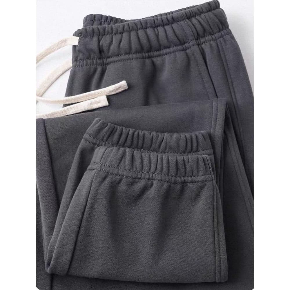 Cinza escuro 300g primavera verão novo estilo Terry pano calças casuais cor sólida gravata pé solto esportes All-Match S