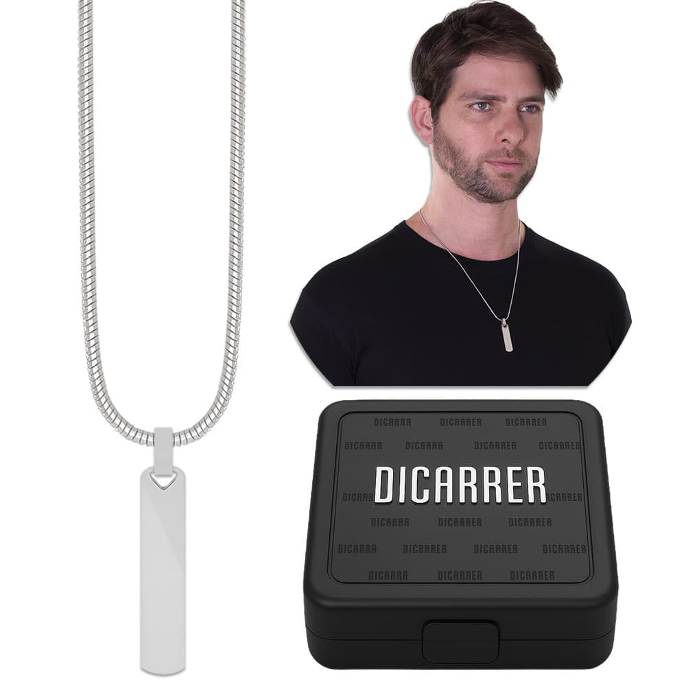 Corrente Cordão Pingente Barra Aço Inox RF-20 Prata Unissex