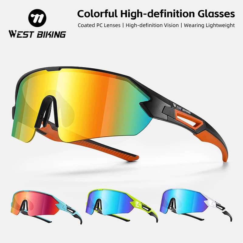Óculos de Ciclismo WEST BIKING com Proteção UV400, Óculos de Sol Esportivos para Homens e Mulheres, Óculos para MTB e Bi