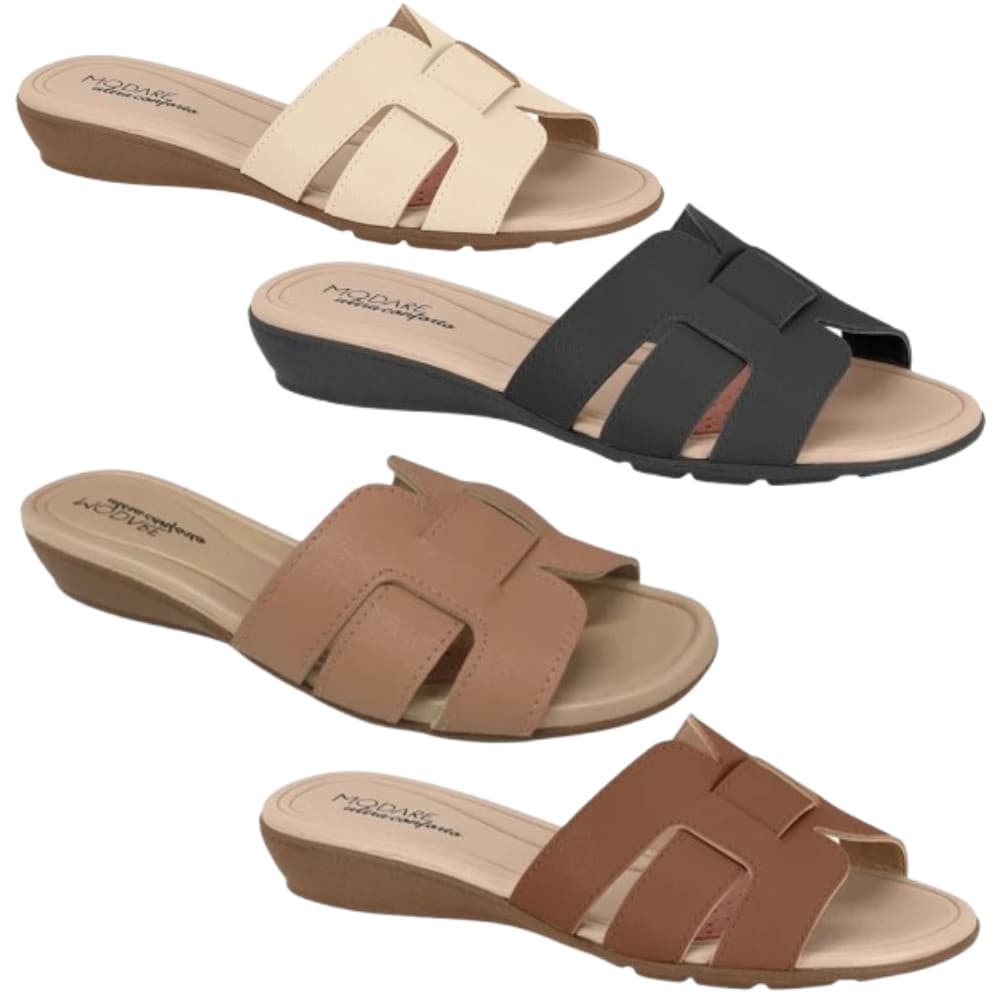 Sandália Modare Ultraconforto Feminina Chinelo Ortopedico Modare Slide Macio Rasteira