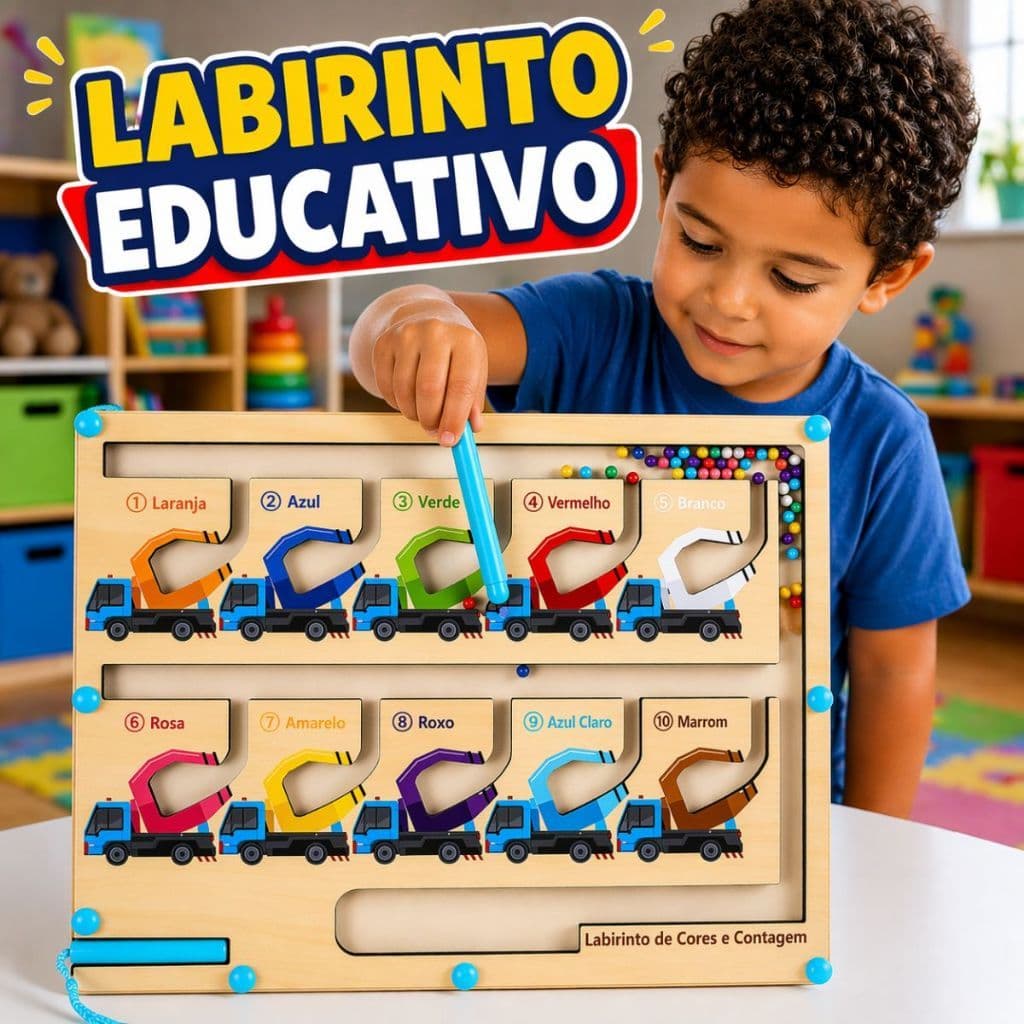 Jogo Educativo Labirinto Magnético Infantil Madeira Concentração