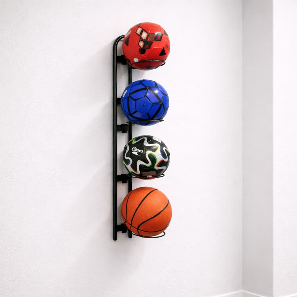 SUPORTE BOLA DE FUTEBOL BASQUETE E VÔLEI PARA 4 BOLAS DE PAREDE ORGANIZADOR REFORÇADO