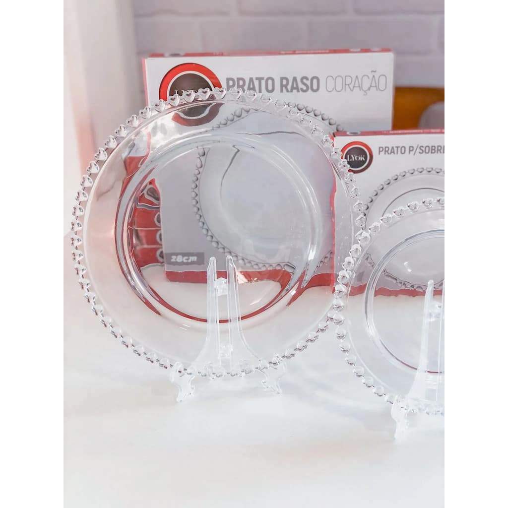 Prato para Sobremesa de Cristal Coração 20cm - Lyor