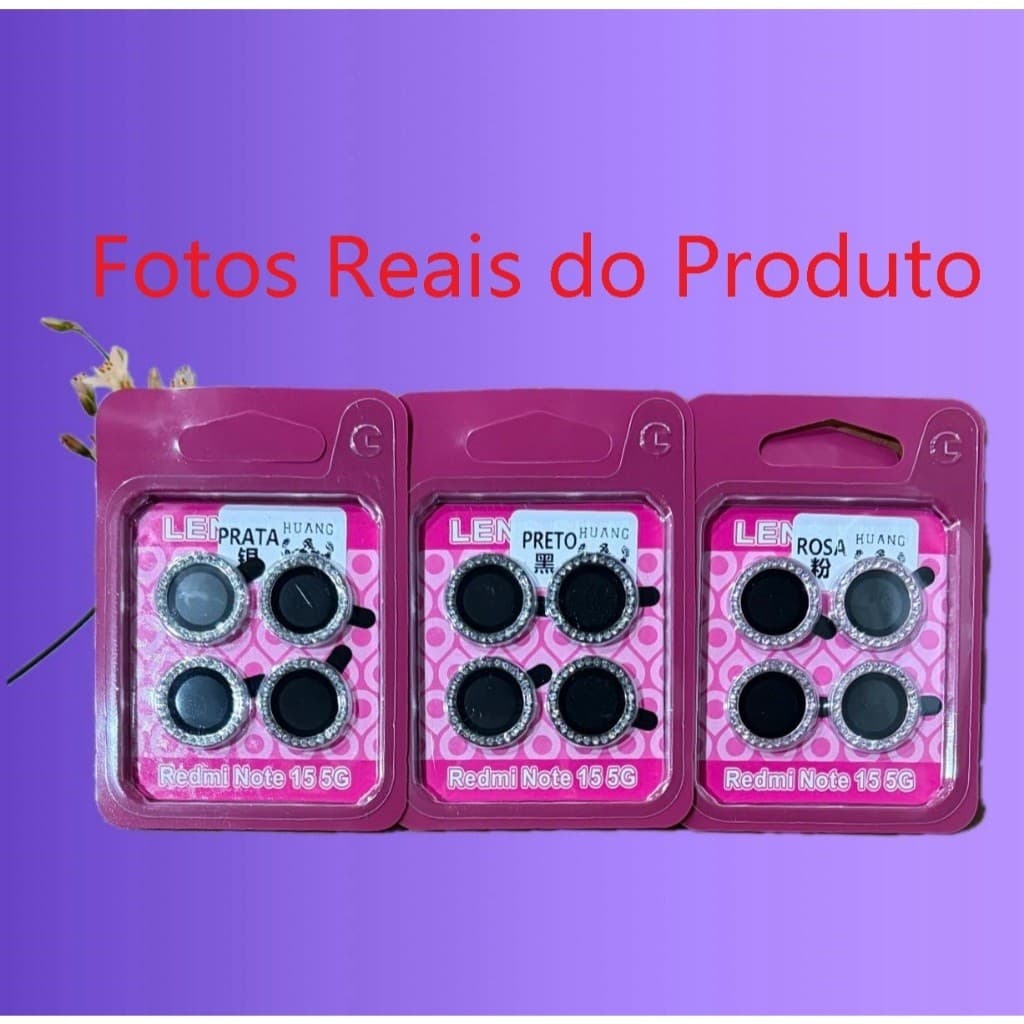 KIT Película Diamante Strass Da Câmera Protetora Para Redmi Note 15 4G 5G - 20XM / PL20 -1