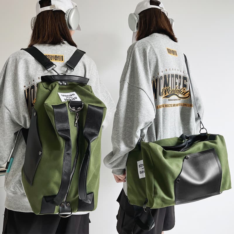 Bolsa de lona multifuncional feminina, mochila leve de grande capacidade, estilo ferramentas, bolsa mensageiro masculina