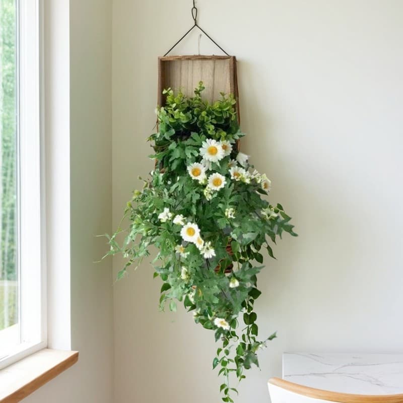 Decoração de parede pequena margarida pingente ins estilo simulação planta criativa planta verde parede pendurado flor f