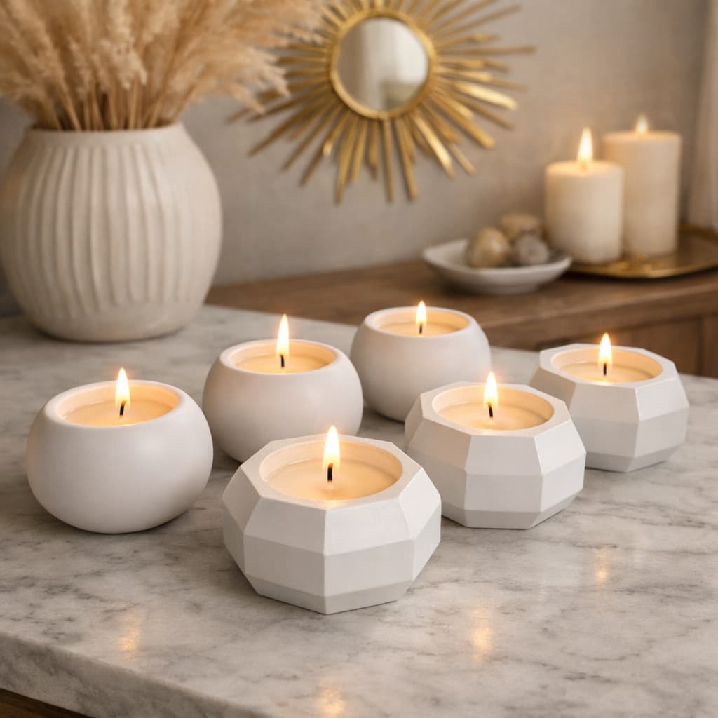 Kit 6 Velas Aromáticas Perfumadas + Vasos Decorativos 2 em 1 Para Plantas Artificiais
