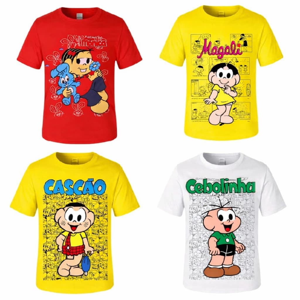 Camiseta camisa blusa Infantil Monica Magali Cebolinha Cascão
