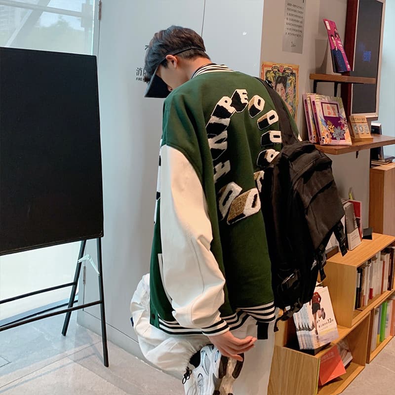 Inverno bombardeiro jaqueta masculina primavera outono versão coreana solta ins estilo americano rufião bonito na moda A