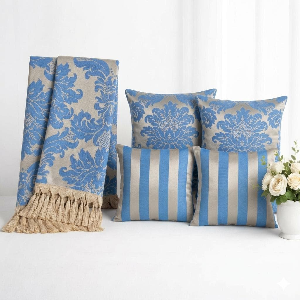 Kit 1 Manta c/ 4 capas Tecido Jacquard Ideal para Decoração de Ambientes