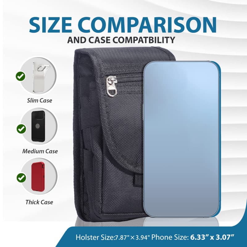 2026 Nova Capa Flip Preta De 5.8 Polegadas , 6.3 Bolsa De Telefone De Tela Grande De 7 Cintura Casual Inserção De Caneta