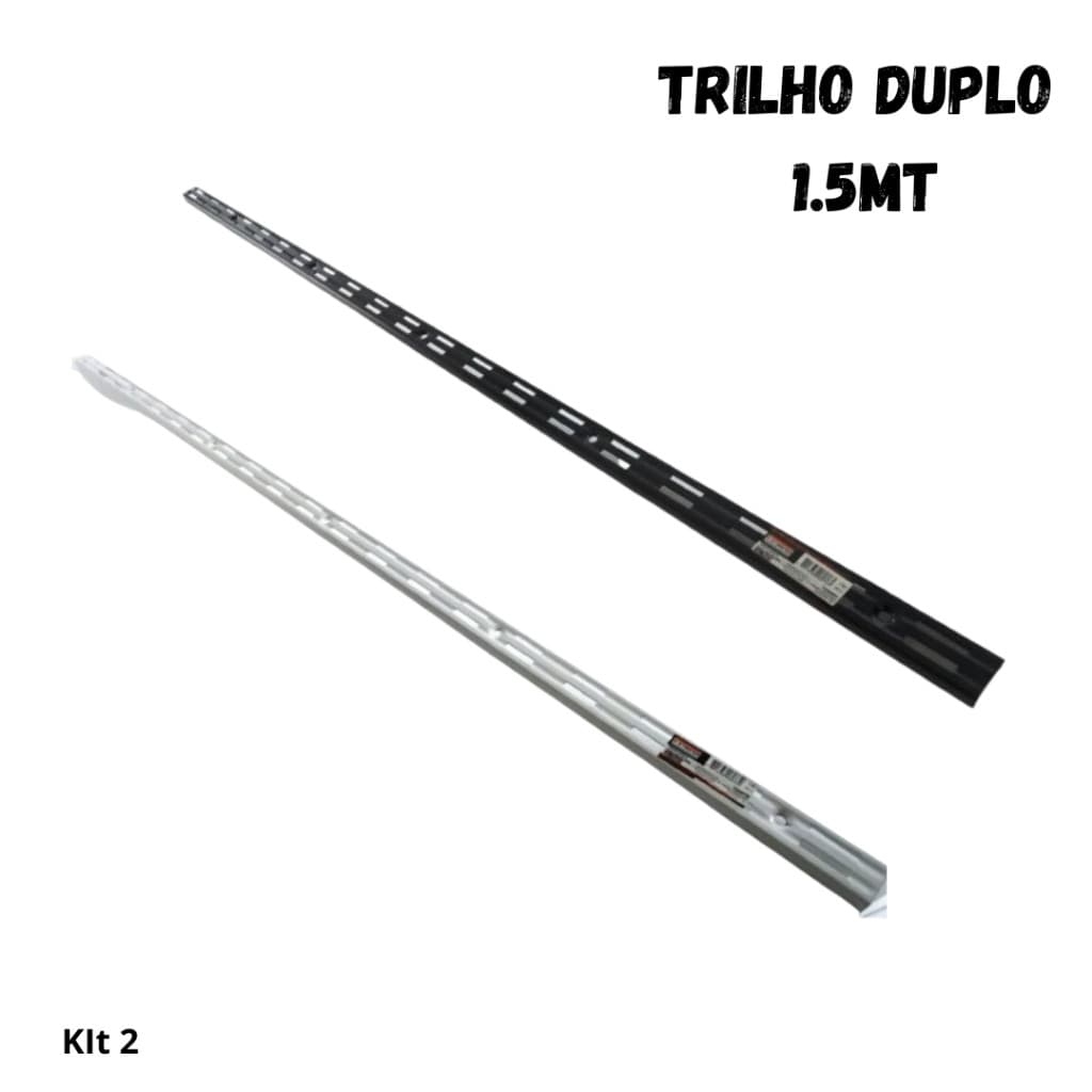 Kit 02 Trilho Duplo para Prateleira Cremalheira Resistente Ideal para Qualquer Ambiente SB